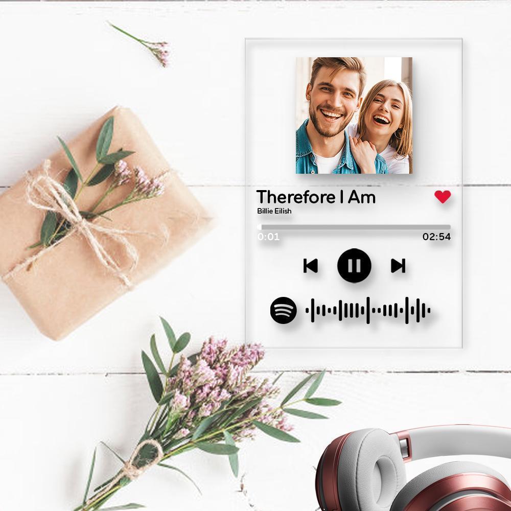Music Picture Frame Spotify Acrylic Glass Scannable Spotify Code Custom Song Plaque(4.7INX6.3IN)