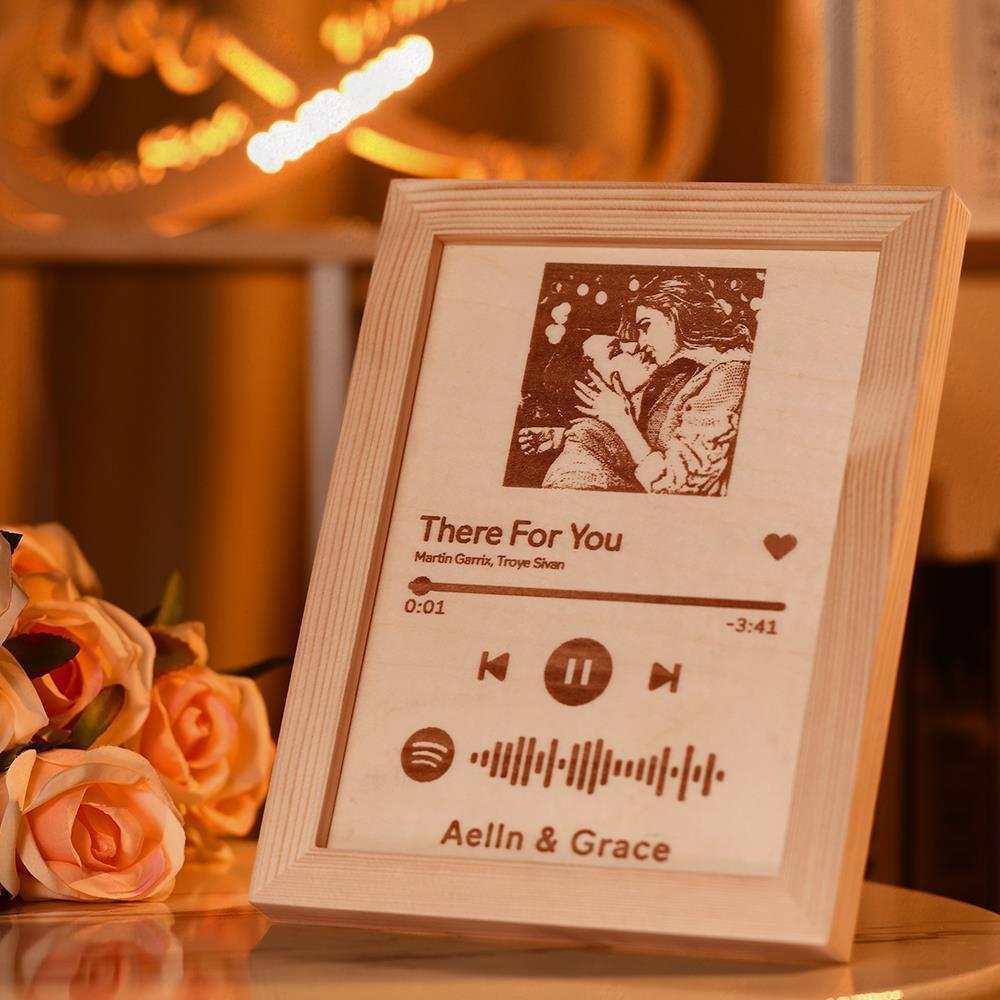 Spotify Photo Frame Custom Spotify Code Music Frame Engraved Wooden Frame Gift for lovers