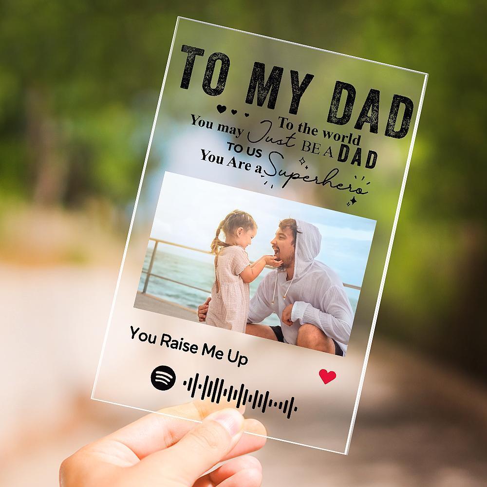 Personalised Photo Engraved Text Acrylic Plaque Best Dad Ever Gift for Dad