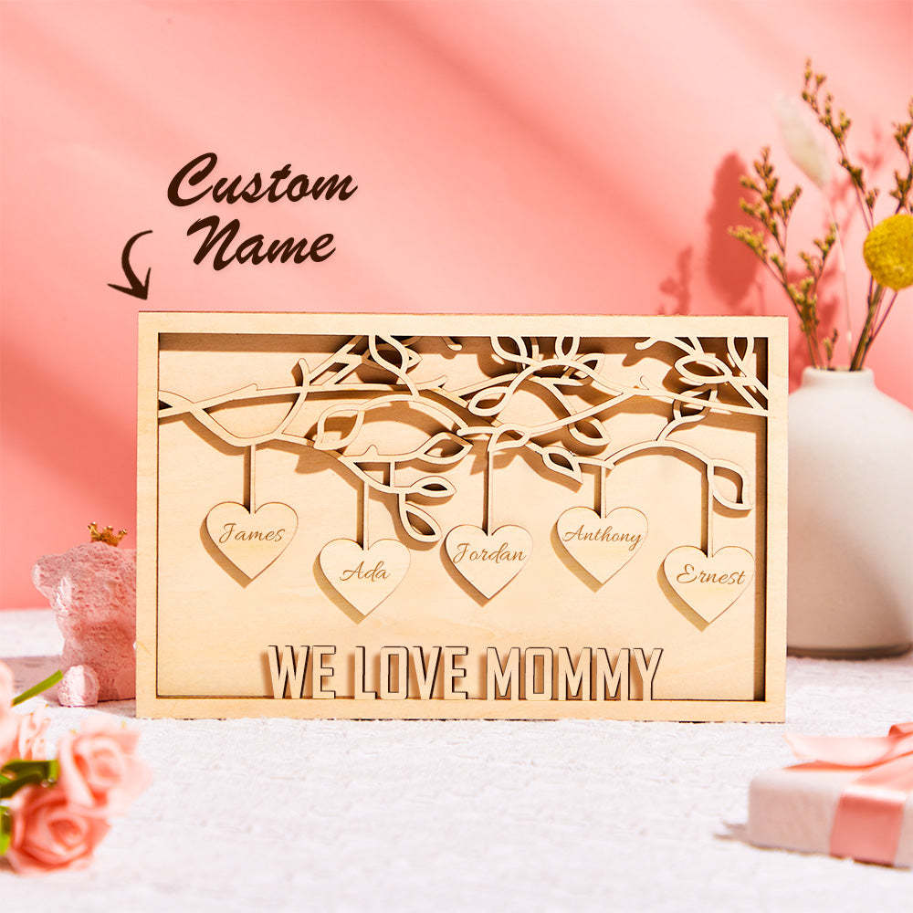 Custom Engraved Plaque Family Tree Home Decor Mother's Day Gift for Mom - photomoonlamp