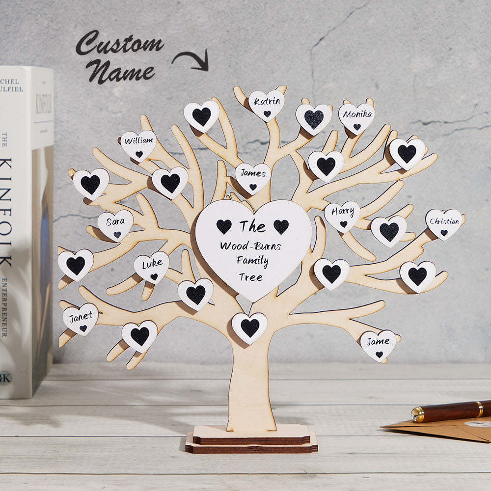 Custom Name Family Tree Personalized Engraved Desk Decoration Anniversary Gifts - photomoonlamp