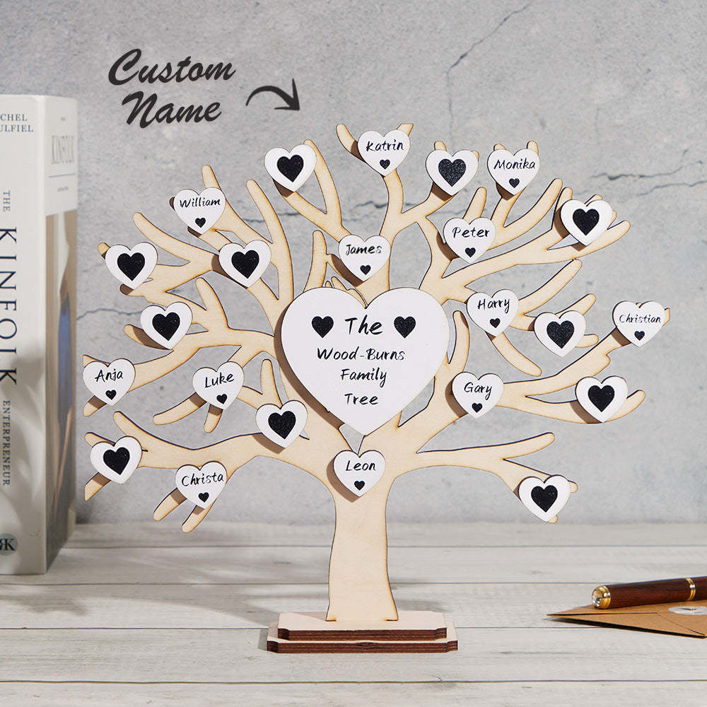 Custom Name Family Tree Personalized Engraved Desk Decoration Anniversary Gifts - photomoonlamp