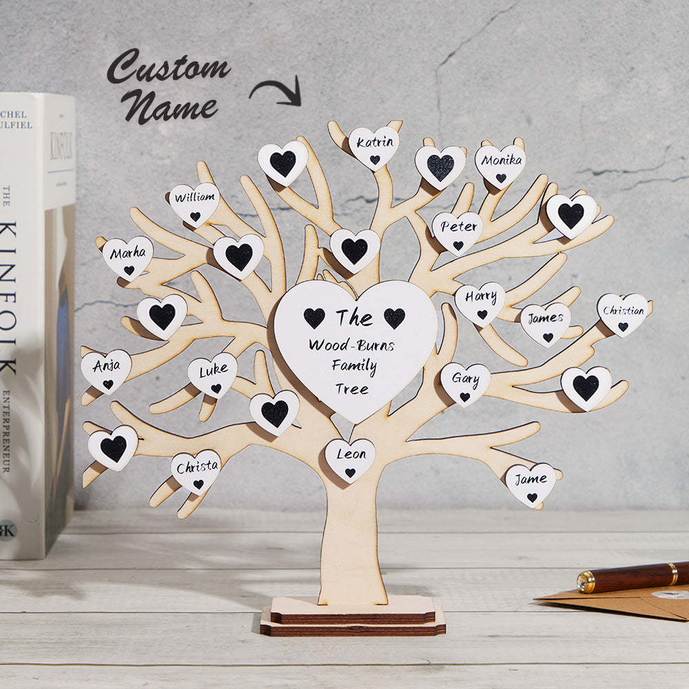 Custom Name Family Tree Personalized Engraved Desk Decoration Anniversary Gifts - photomoonlamp