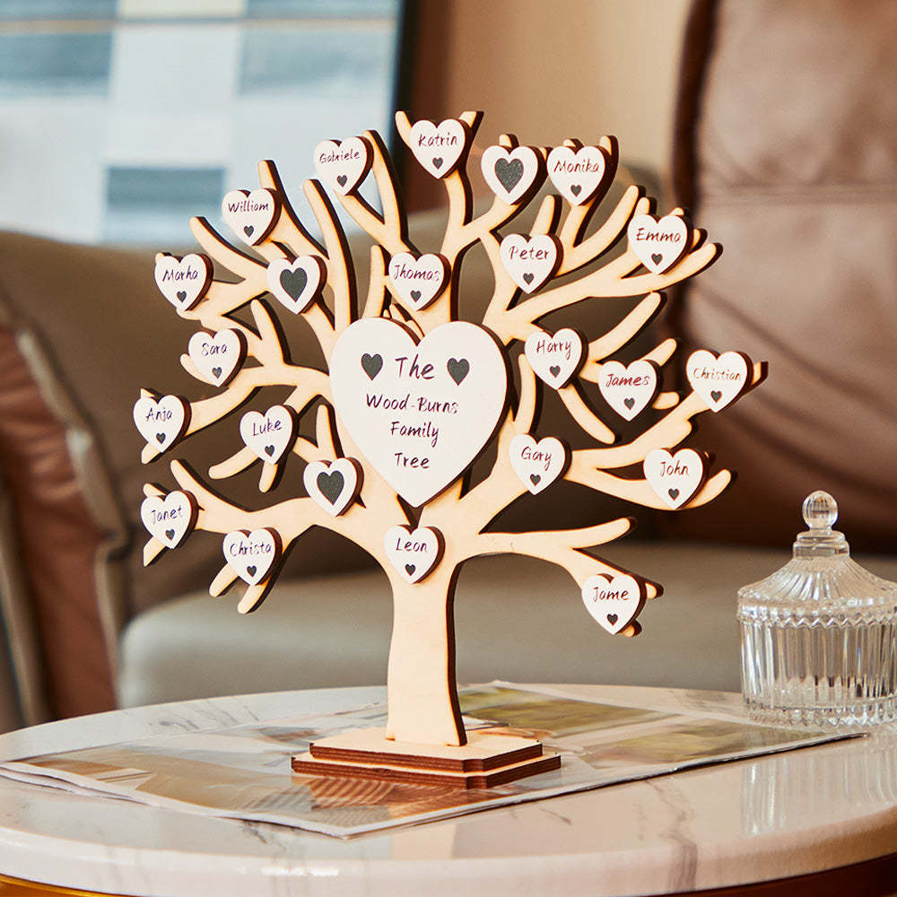 Custom Name Family Tree Personalized Engraved Desk Decoration Anniversary Gifts - photomoonlamp