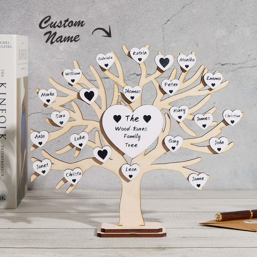 Custom Name Family Tree Personalized Engraved Desk Decoration Anniversary Gifts - photomoonlamp