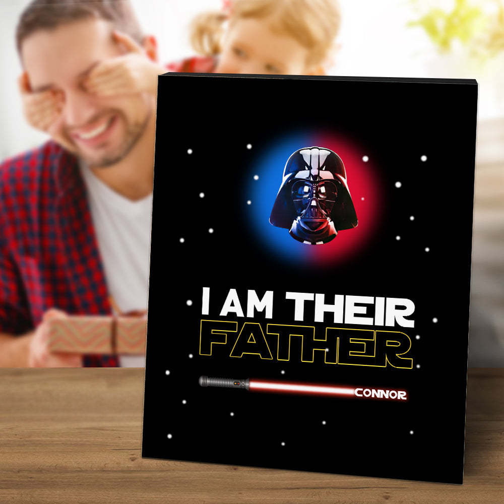 Personalized I Am Their Father Sign Light Saber Plaque Gift for Dad - photomoonlamp