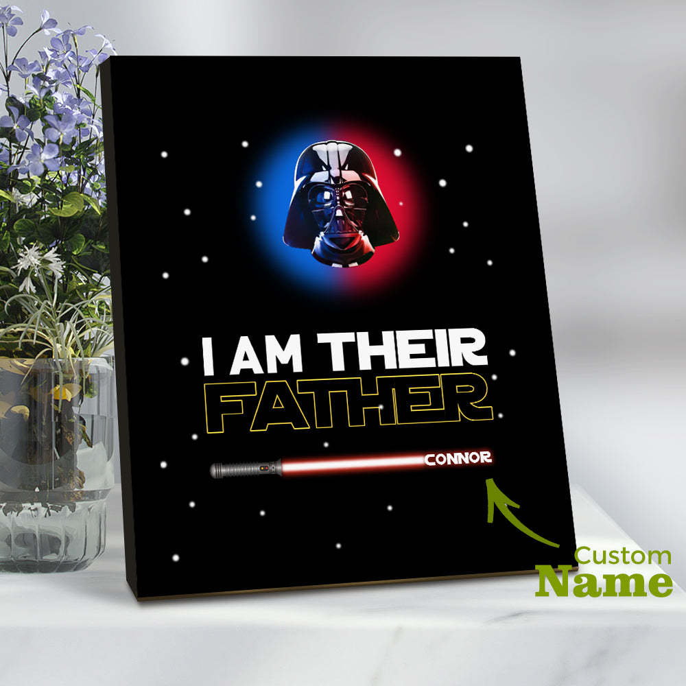 Personalized I Am Their Father Sign Light Saber Plaque Gift for Dad - photomoonlamp