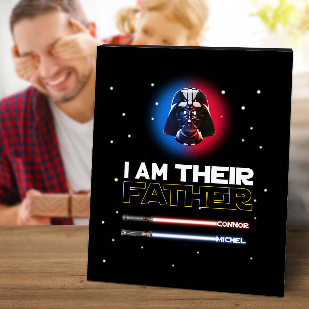 Personalized I Am Their Father Sign Light Saber Plaque Gift for Dad - photomoonlamp