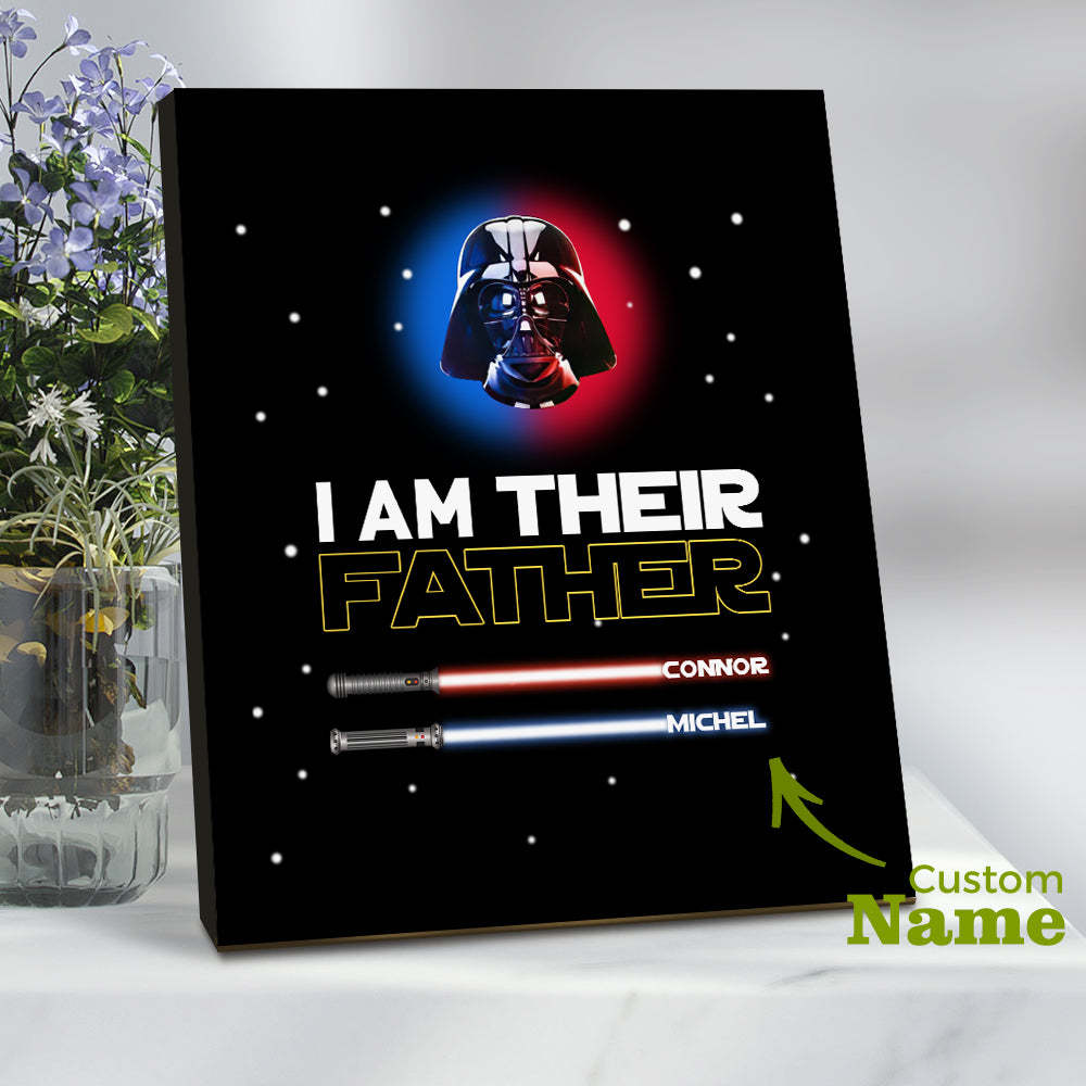 Personalized I Am Their Father Sign Light Saber Plaque Gift for Dad - photomoonlamp