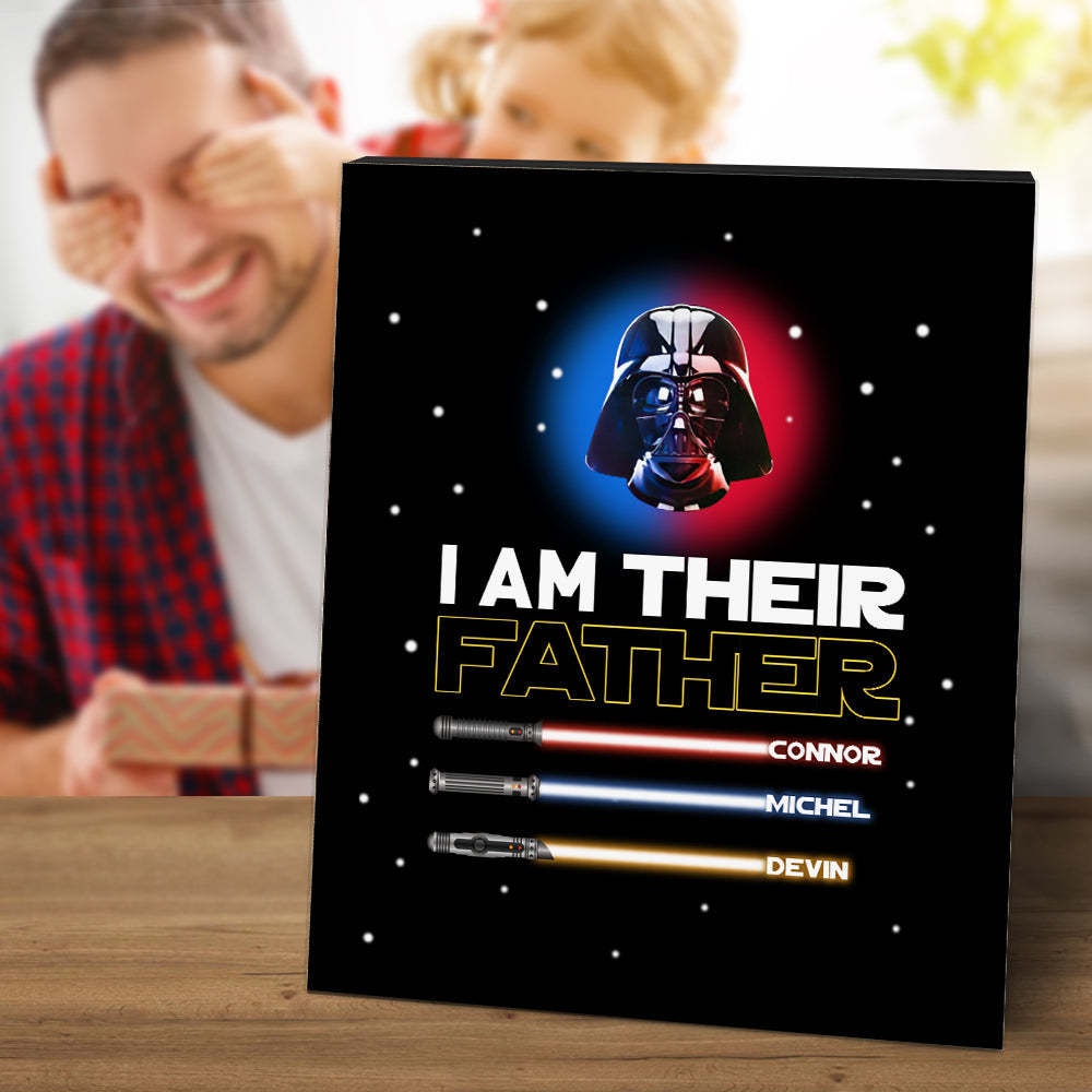 Personalized I Am Their Father Sign Light Saber Plaque Gift for Dad - photomoonlamp