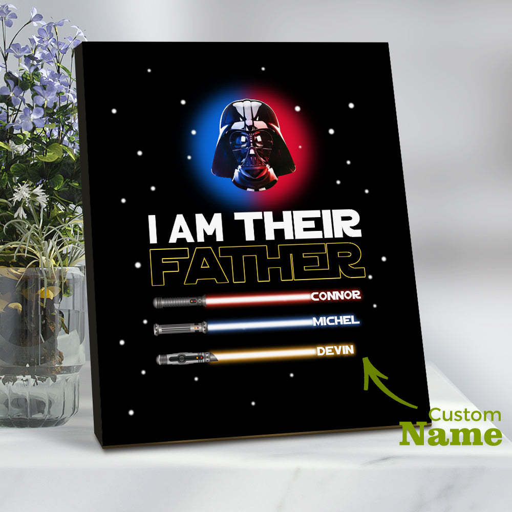 Personalized I Am Their Father Sign Light Saber Plaque Gift for Dad - photomoonlamp