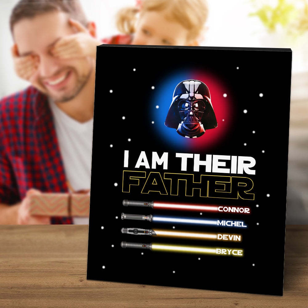 Personalized I Am Their Father Sign Light Saber Plaque Gift for Dad - photomoonlamp