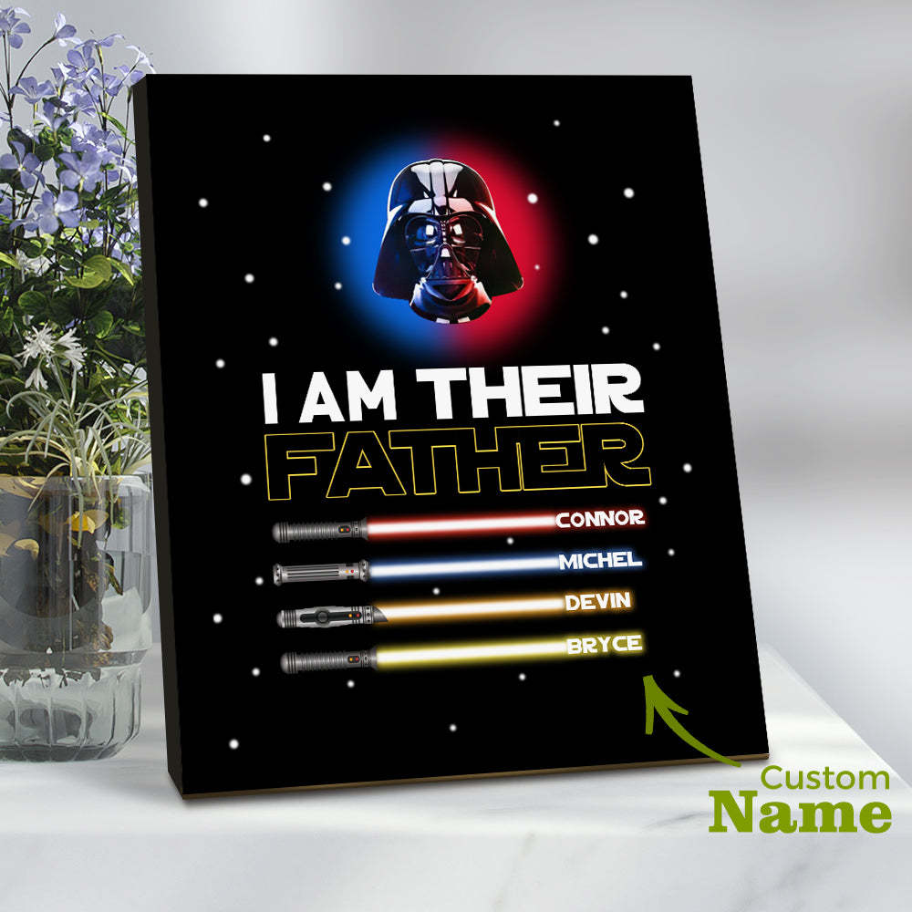 Personalized I Am Their Father Sign Light Saber Plaque Gift for Dad - photomoonlamp