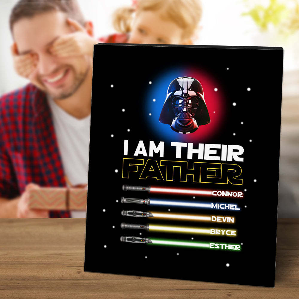 Personalized I Am Their Father Sign Light Saber Plaque Gift for Dad - photomoonlamp