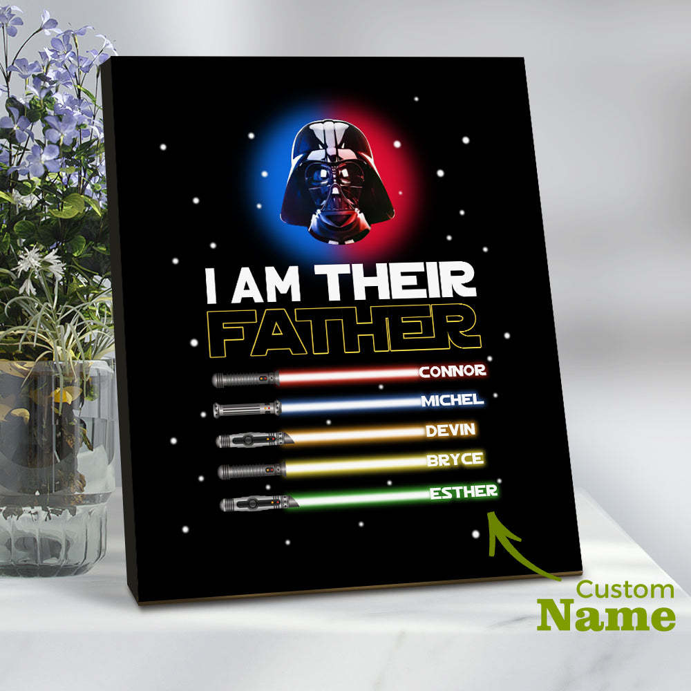Personalized I Am Their Father Sign Light Saber Plaque Gift for Dad - photomoonlamp