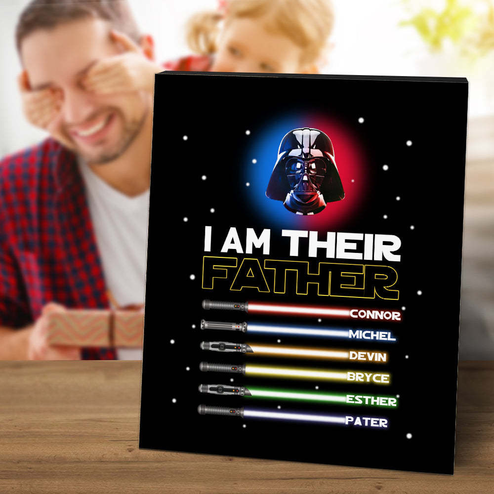 Personalized I Am Their Father Sign Light Saber Plaque Gift for Dad - photomoonlamp