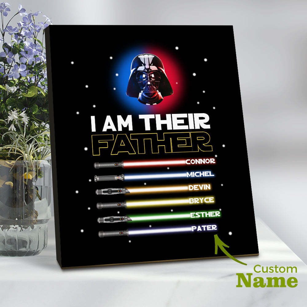 Personalized I Am Their Father Sign Light Saber Plaque Gift for Dad - photomoonlamp