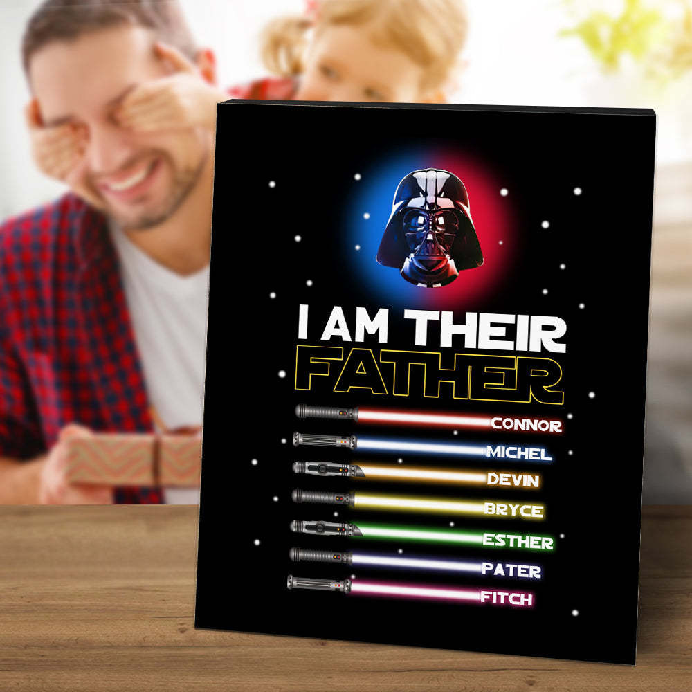 Personalized I Am Their Father Sign Light Saber Plaque Gift for Dad - photomoonlamp