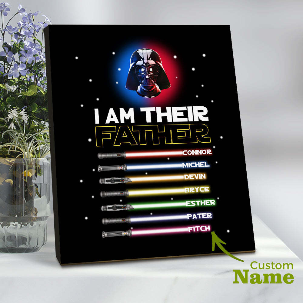 Personalized I Am Their Father Sign Light Saber Plaque Gift for Dad - photomoonlamp
