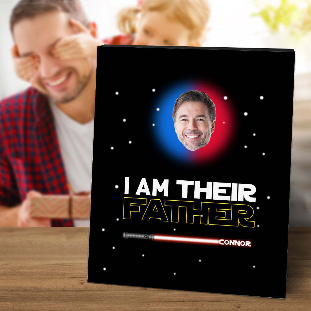Personalized I Am Their Father Sign Light Saber Plaque Gift for Dad - photomoonlamp