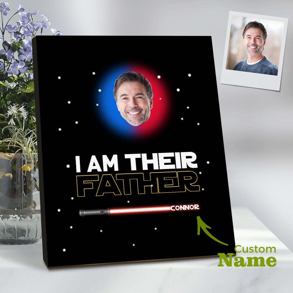 Personalized I Am Their Father Sign Light Saber Plaque Gift for Dad - photomoonlamp