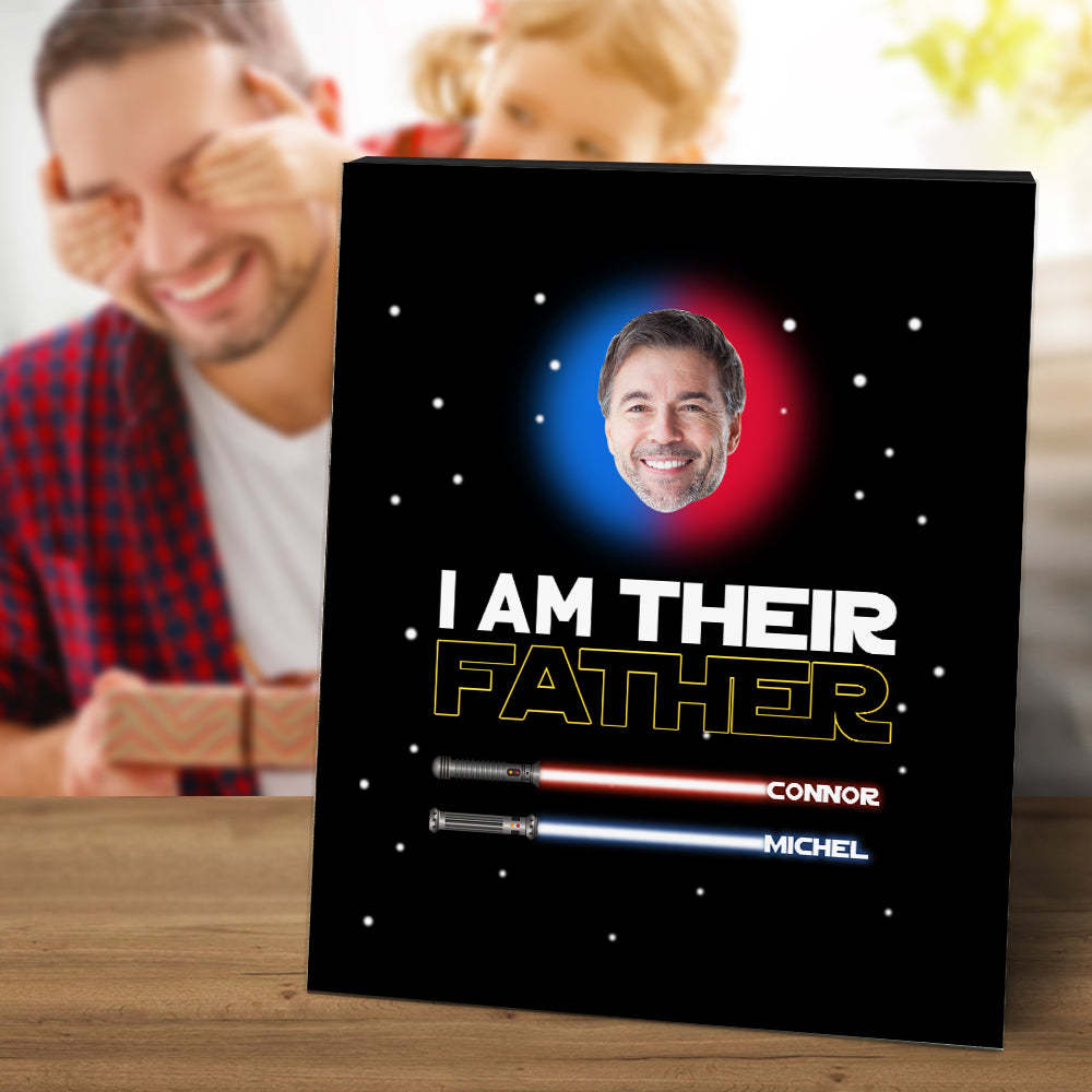 Personalized I Am Their Father Sign Light Saber Plaque Gift for Dad - photomoonlamp