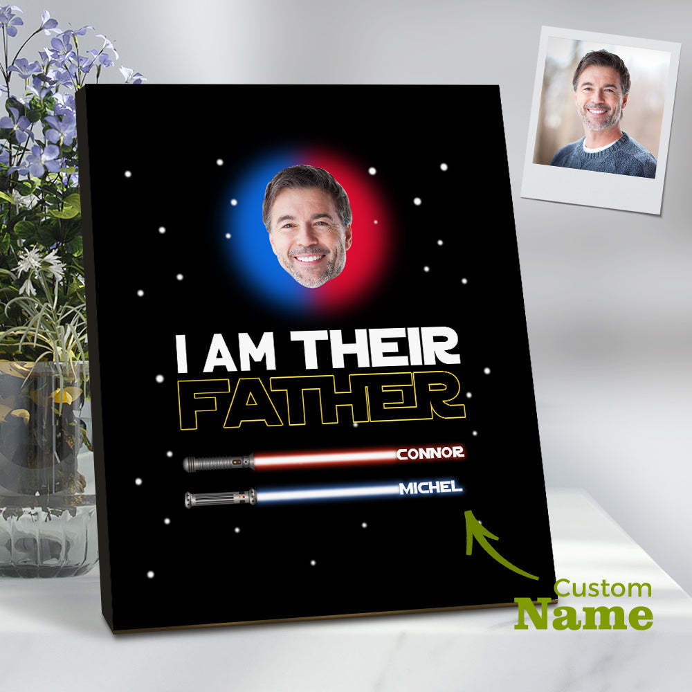 Personalized I Am Their Father Sign Light Saber Plaque Gift for Dad - photomoonlamp