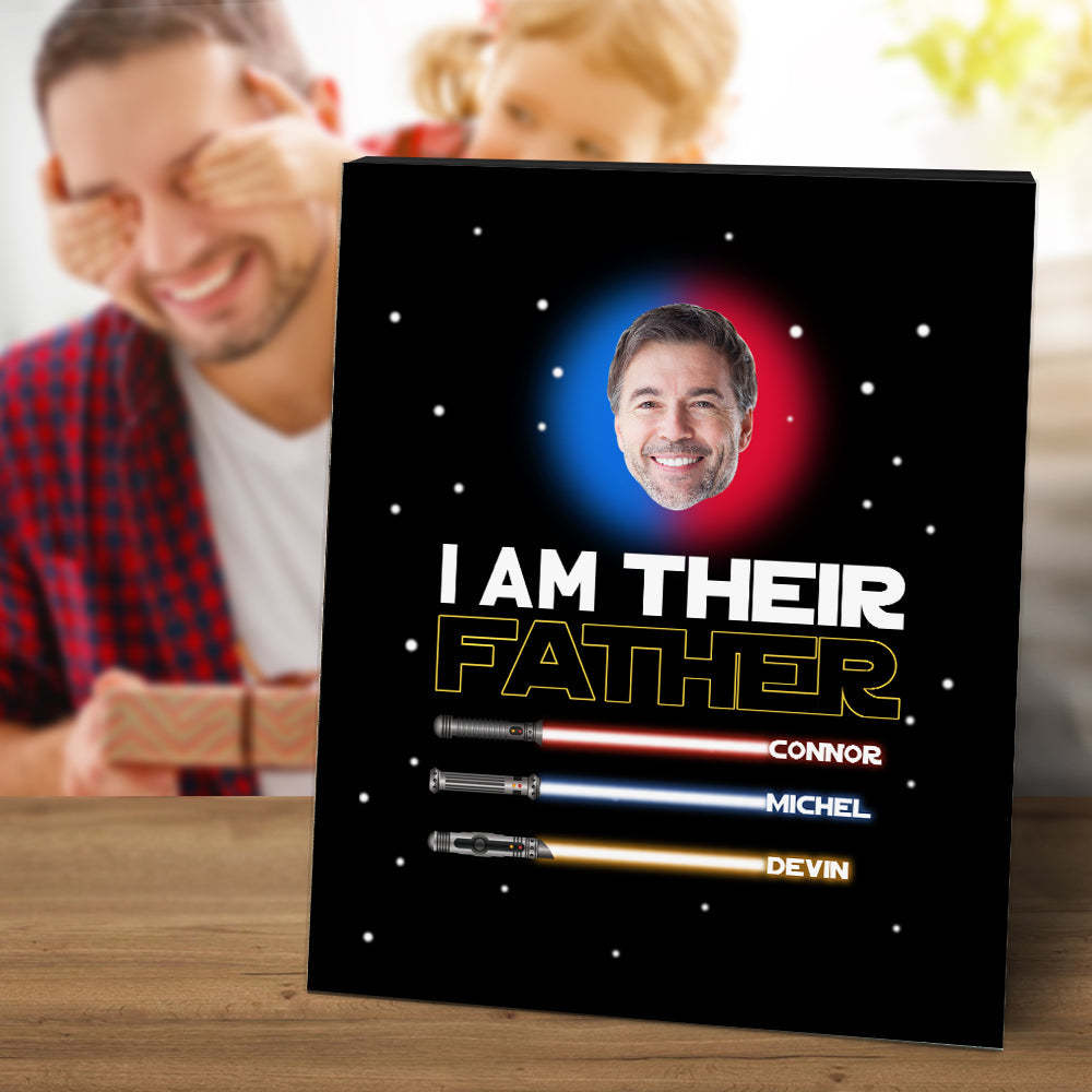 Personalized I Am Their Father Sign Light Saber Plaque Gift for Dad - photomoonlamp