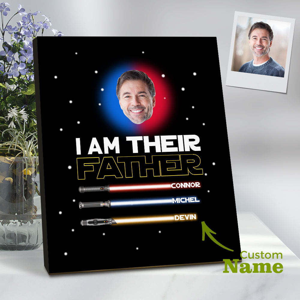 Personalized I Am Their Father Sign Light Saber Plaque Gift for Dad - photomoonlamp