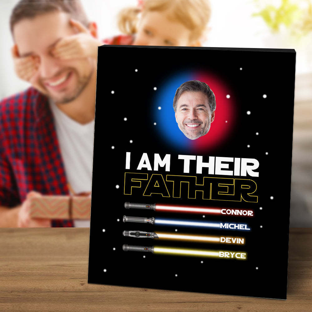 Personalized I Am Their Father Sign Light Saber Plaque Gift for Dad - photomoonlamp