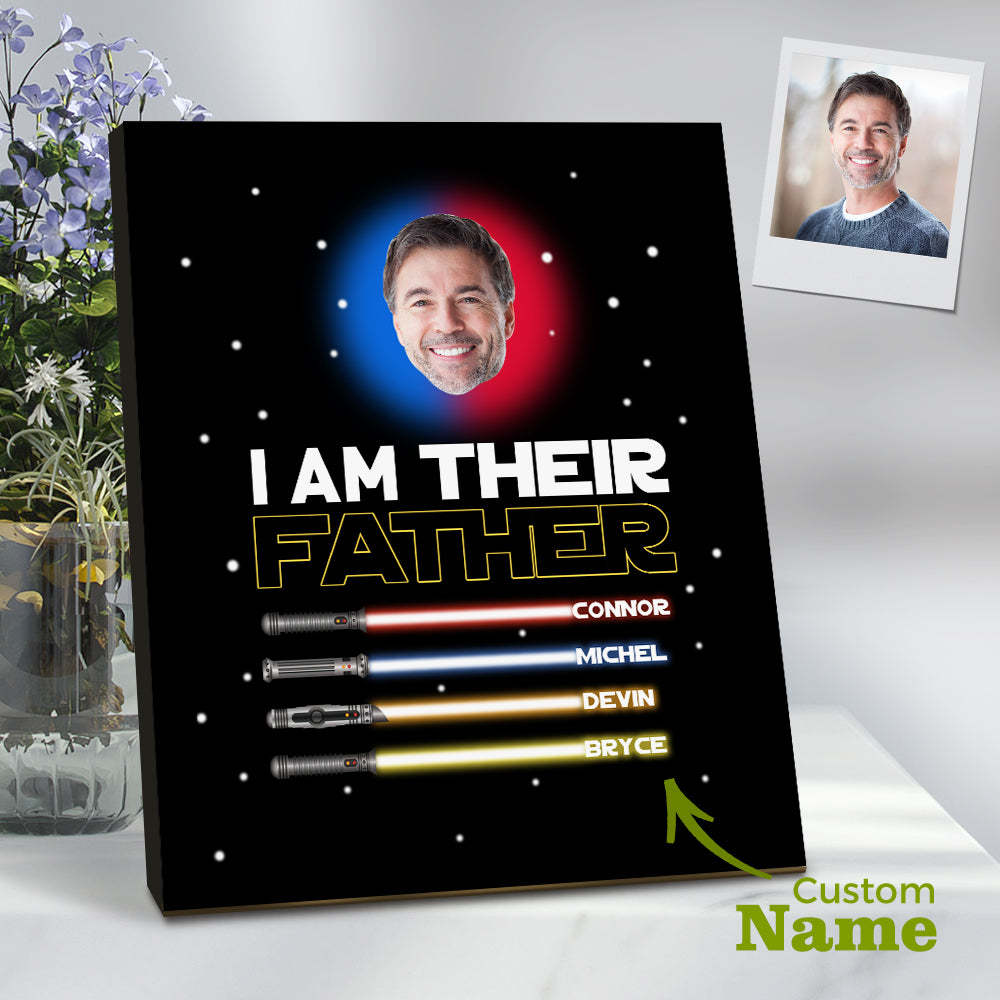 Personalized I Am Their Father Sign Light Saber Plaque Gift for Dad - photomoonlamp