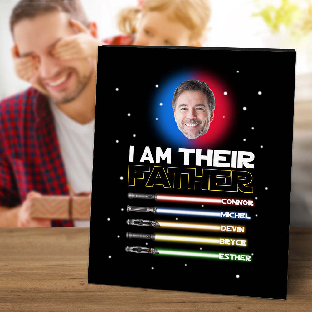 Personalized I Am Their Father Sign Light Saber Plaque Gift for Dad - photomoonlamp