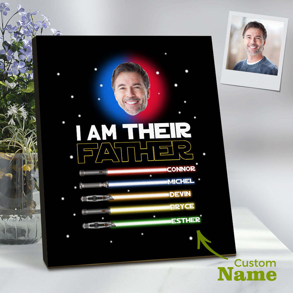 Personalized I Am Their Father Sign Light Saber Plaque Gift for Dad - photomoonlamp