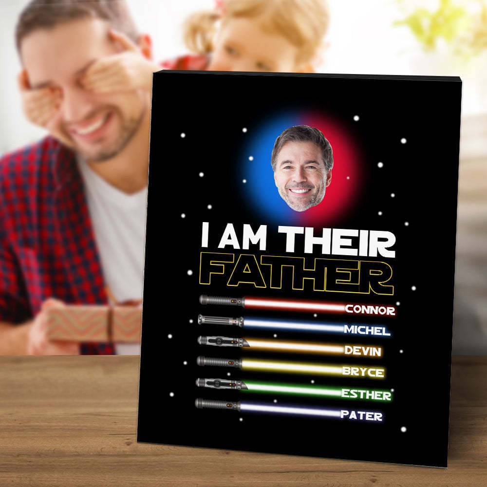 Personalized I Am Their Father Sign Light Saber Plaque Gift for Dad - photomoonlamp