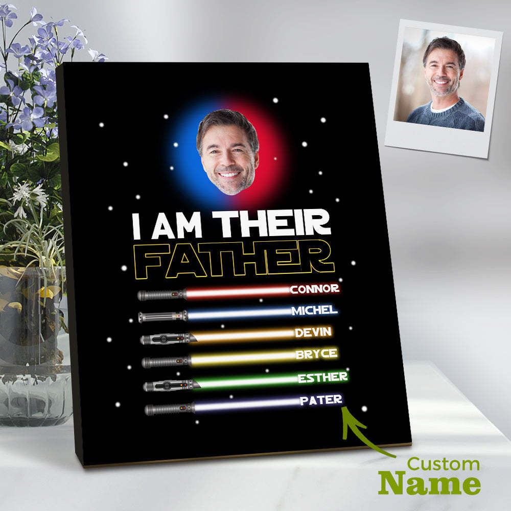 Personalized I Am Their Father Sign Light Saber Plaque Gift for Dad - photomoonlamp