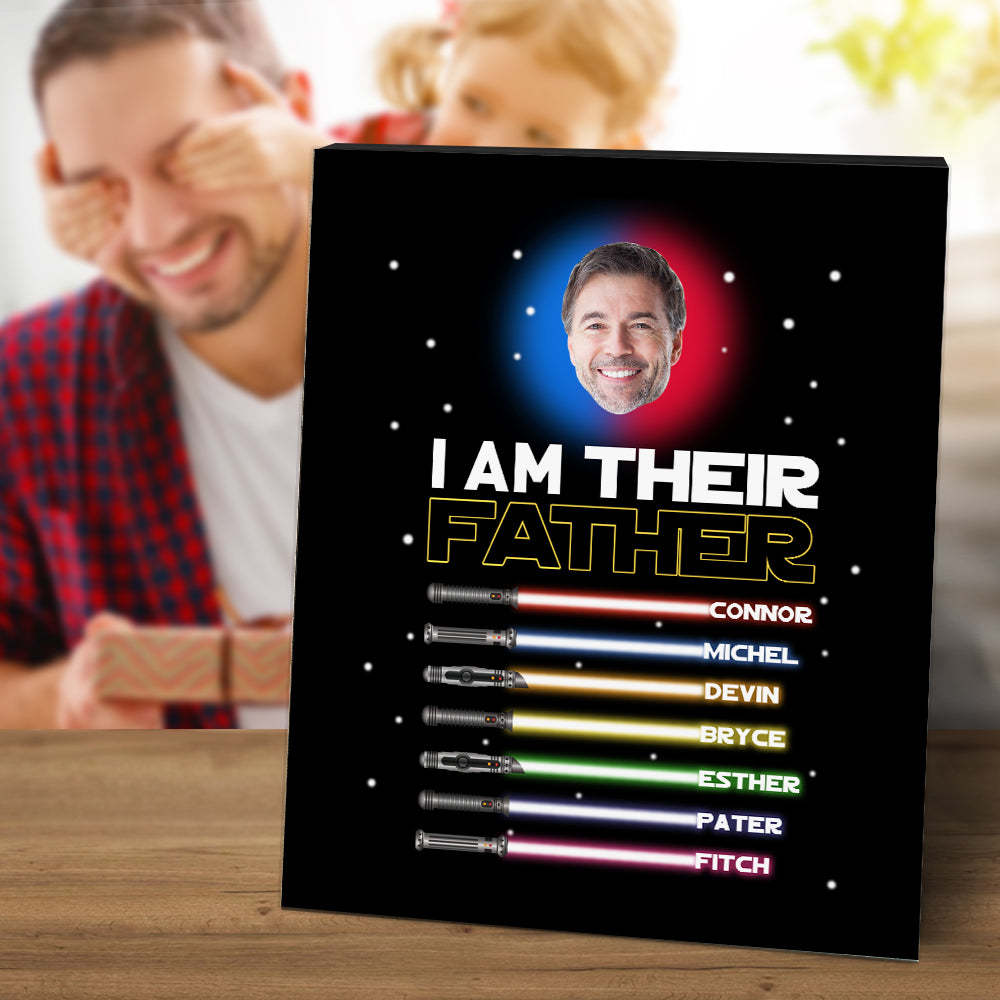 Personalized I Am Their Father Sign Light Saber Plaque Gift for Dad - photomoonlamp
