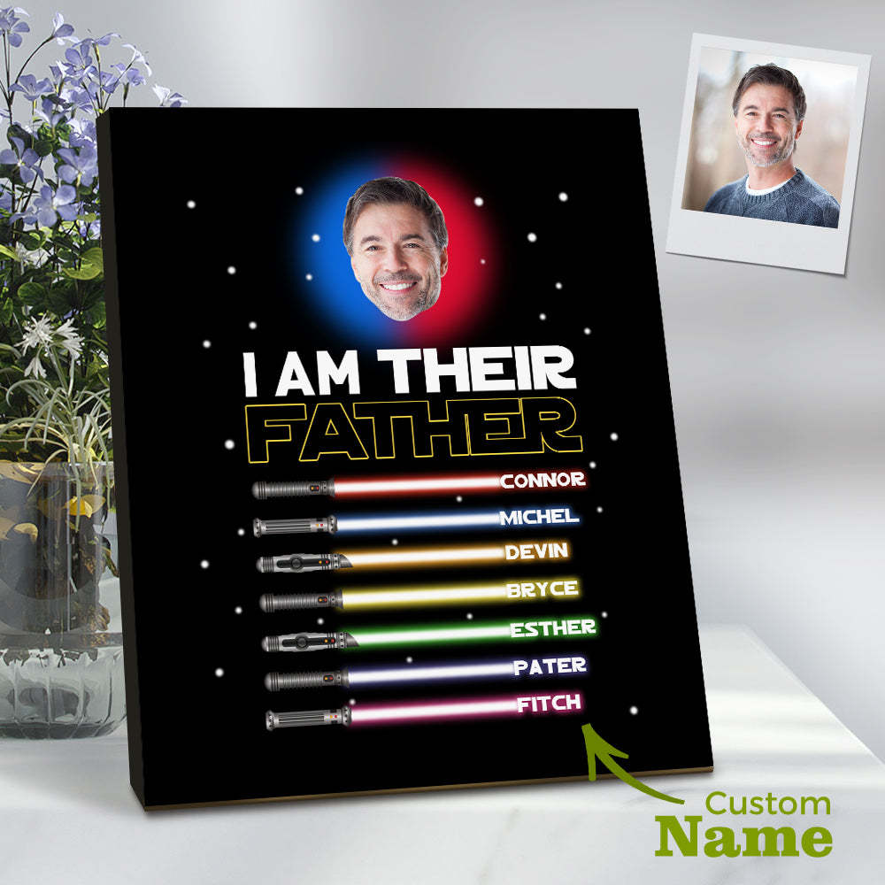 Personalized I Am Their Father Sign Light Saber Plaque Gift for Dad - photomoonlamp