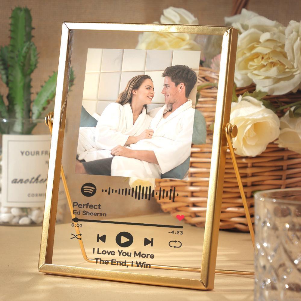 Birthday Gifts for Men Custom Spotify Code Music Plaque with Golden Frame