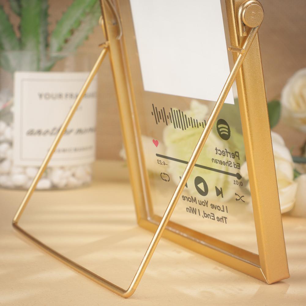 Birthday Gifts for Men Custom Spotify Code Music Plaque with Golden Frame