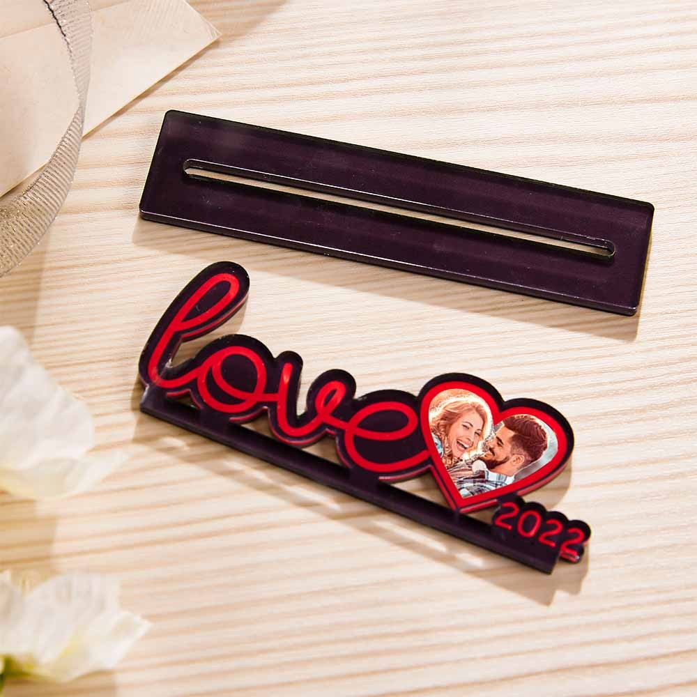 Custom Love Photo Frame Plaque Heart-shaped Acrylic Plaque Commemorative Gift - photomoonlamp