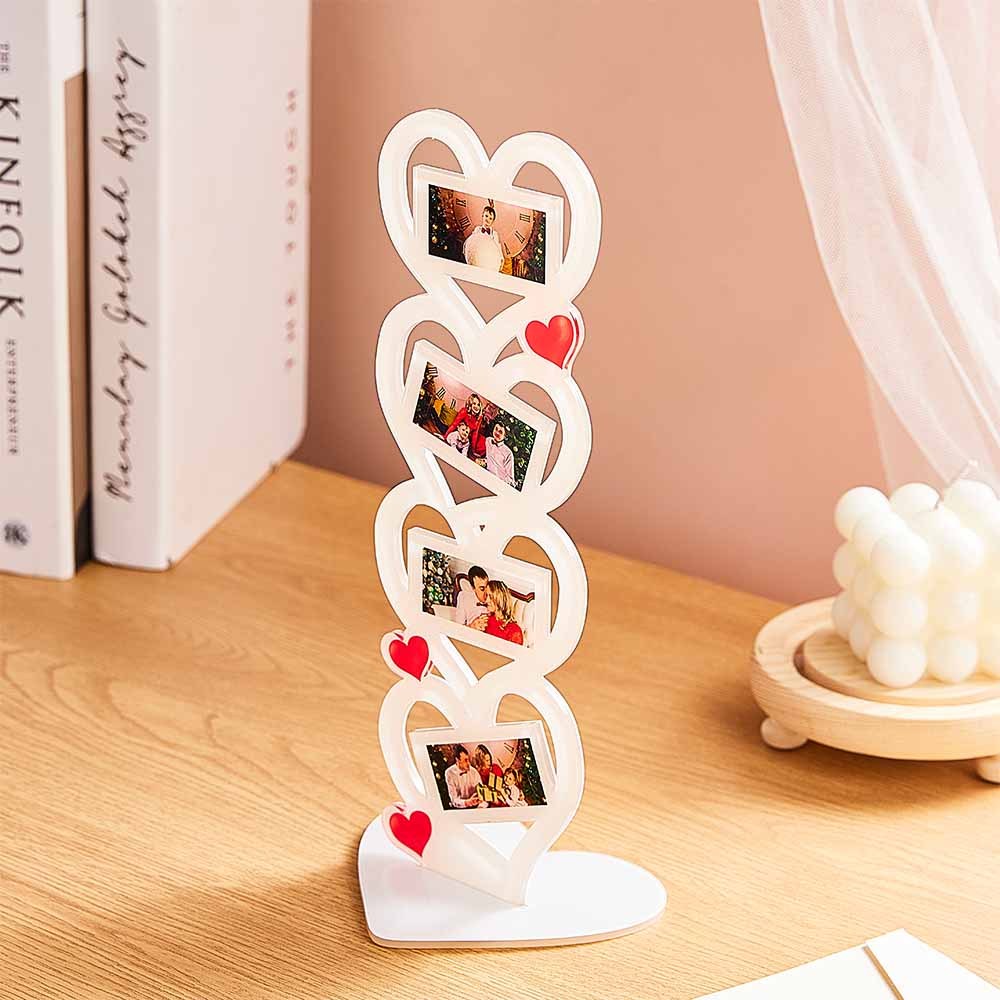 Custom Photo Frame Heart-shaped Acrylic Ornament Desktop Decor Gift for Her - photomoonlamp