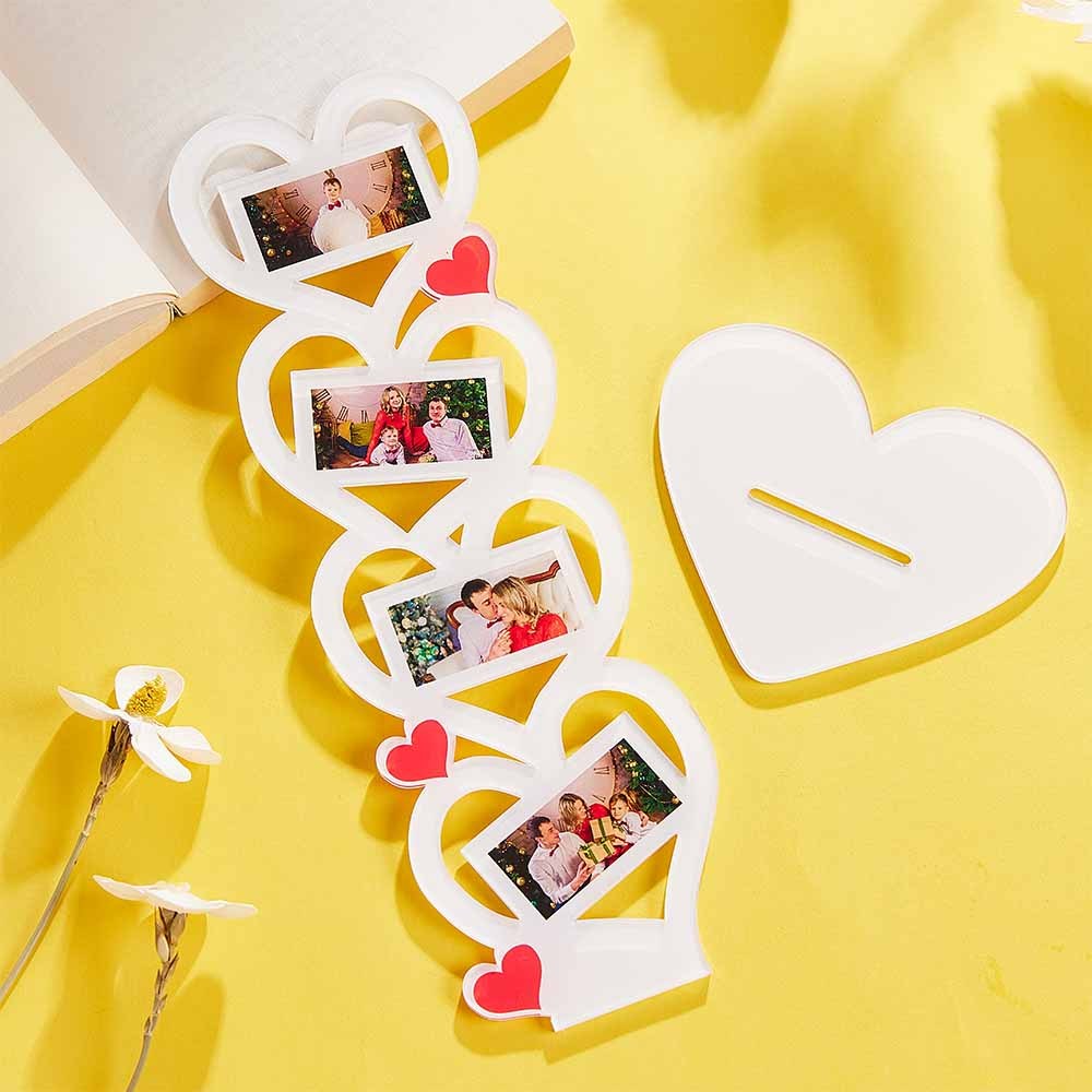 Custom Photo Frame Heart-shaped Acrylic Ornament Desktop Decor Gift for Her - photomoonlamp
