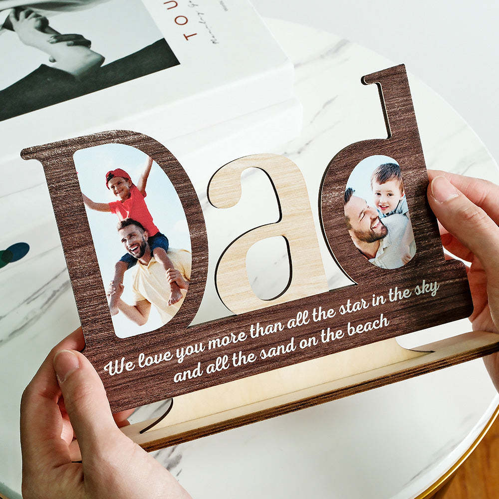 Custom Photo Engraved Ornaments Creative Father's Day Wooden Gifts - photomoonlamp