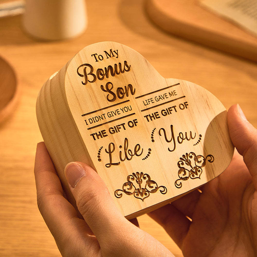 Custom Engraved Candlestick Heart-shaped Wooden Home Gifts - photomoonlamp