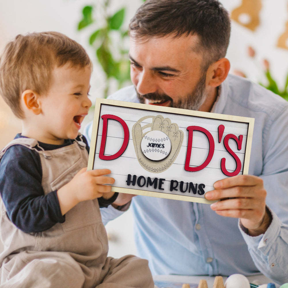 Personalized Baseball Dad Wooden Name Sign Plaque Father's Day Gift for Dad Grandpa - photomoonlamp