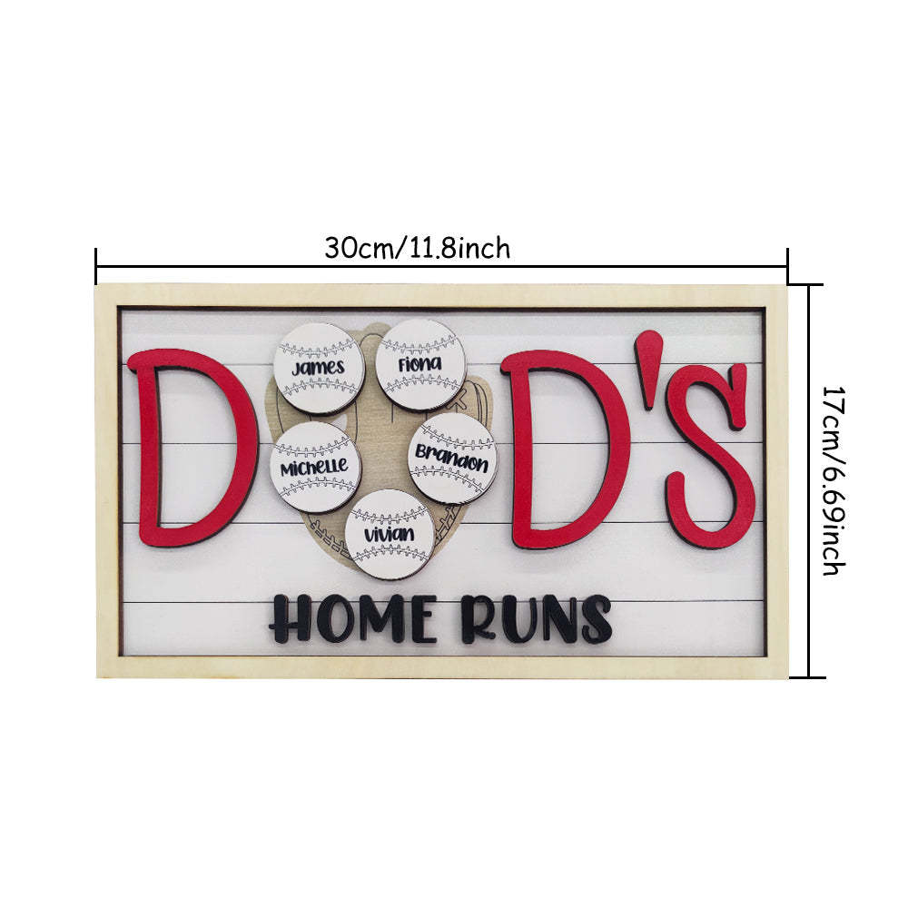 Personalized Baseball Dad Wooden Name Sign Plaque Father's Day Gift for Dad Grandpa - photomoonlamp