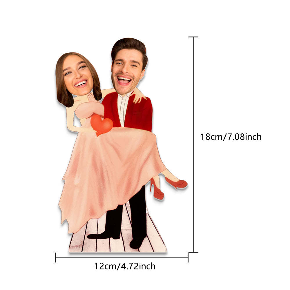 Personalized Plaque Carry Your Love Caricature Couple Custom Face MiniMe Decor Gift for Lover - photomoonlamp