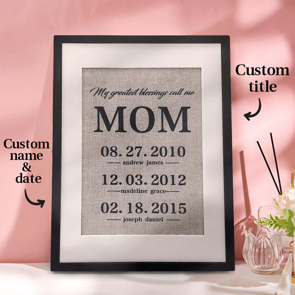 Personalized Mother Gift My Greatest Blessings Call Me Mom Name Sign Gift for Mother - photomoonlamp