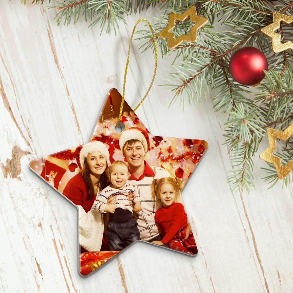 Christmas Ornament With Photo Christmas Tree Decor Christmas Gifts Star Ceramics - Giftlab