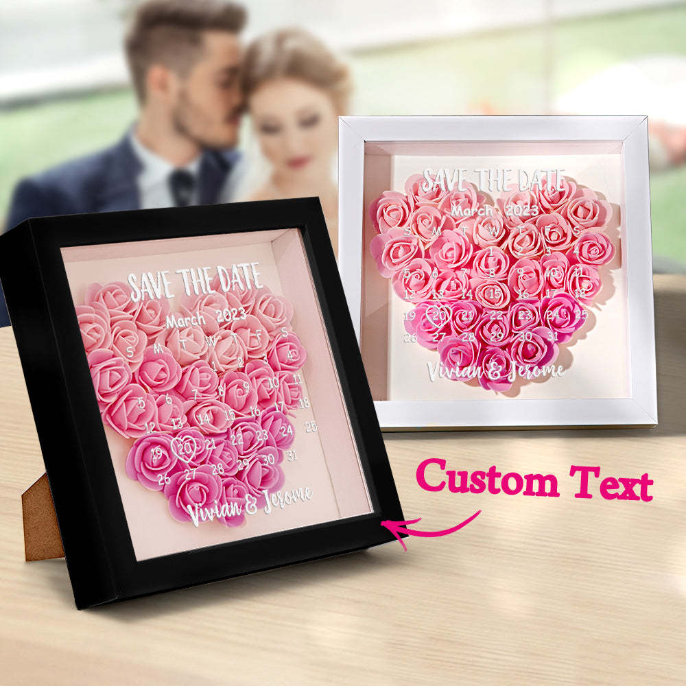 Custom Flower Shadow Box Personalized Calendar Flower Shadowbox Frame Gift - photomoonlamp